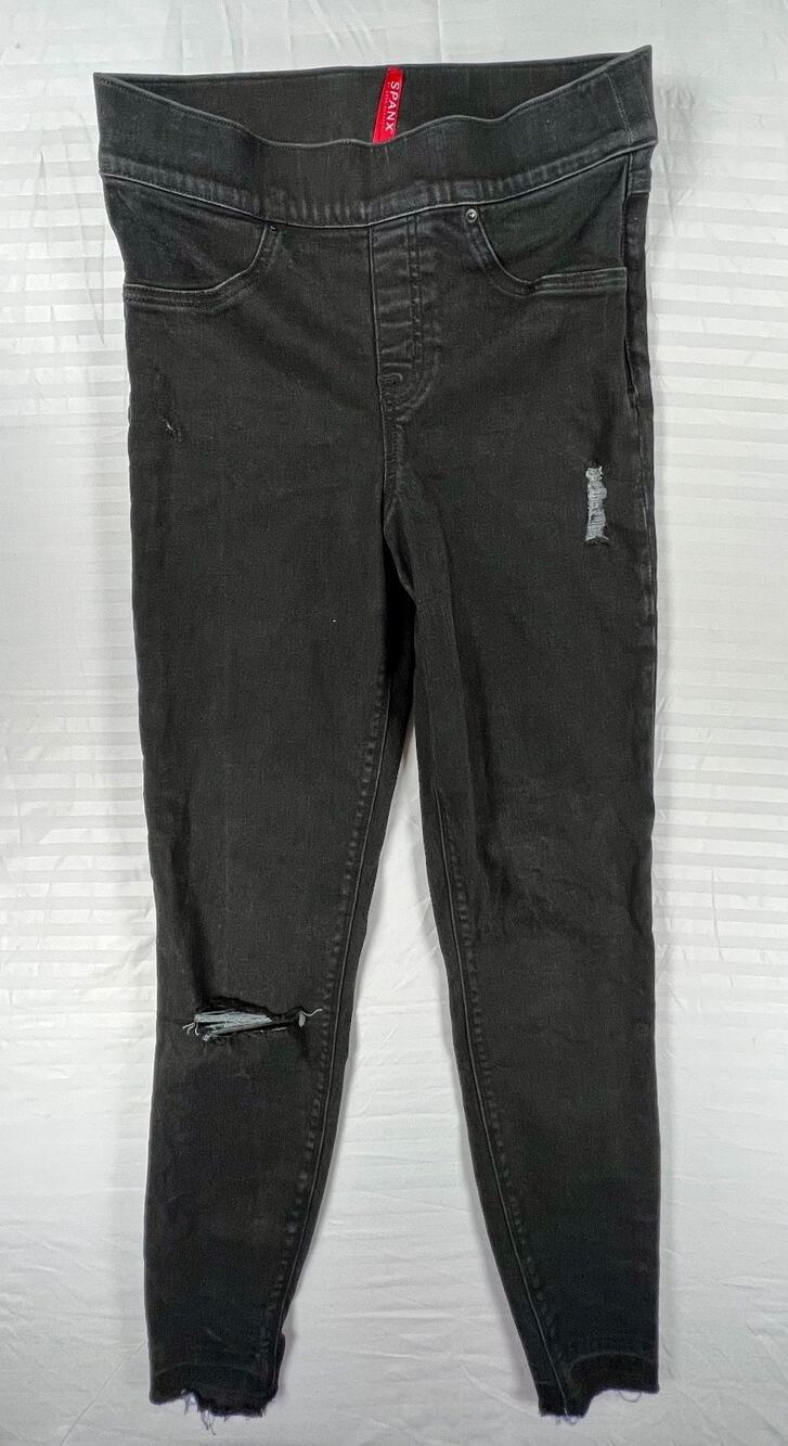 SPANX Black Distressed Mid-Rise Skinny Jeggings / Jeans (Women's S)